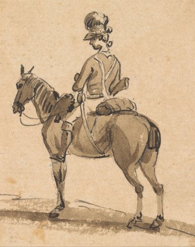 Light Dragoon, Mounted, Facing Left by Paul Sandby